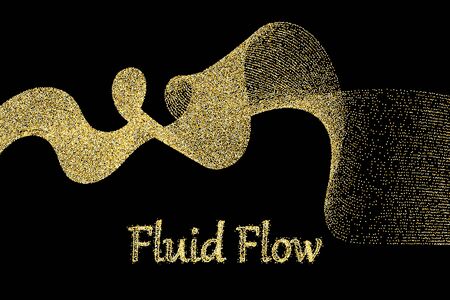 Golden particles. Sparkle flow. Shiny wave. Gold glitter texture. Glowing dots. Golden dust. Vector Illustration.のイラスト素材