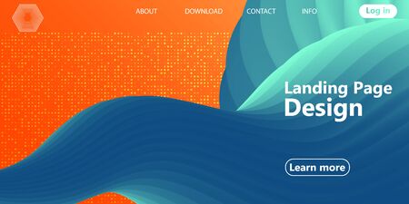 Landing page. Trendy colors. Flow shape. Fluid background. Futuristic design poster. Colorful gradient. Vector.のイラスト素材