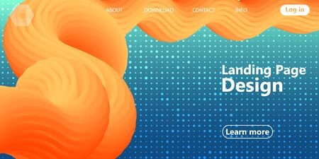 Landing page. Trendy colors. Flow shape. Fluid background. Futuristic design poster. Colorful gradient. Vector.のイラスト素材