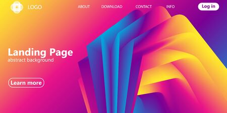 Landing page. Colorful geometric background. Fluid shape. Trendy abstract cover. Futuristic design poster. Fluid flow. Colorful gradient. Vector.のイラスト素材