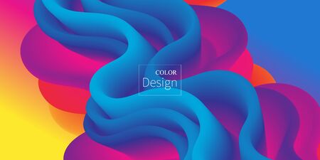 Rainbow Background. Fluid Shapes. Wave Pattern. Summer Poster. Colorful Gradient. Flow Shape. Abstract Cover. Rainbow Color. Vector Illustration. Fluid Flow.のイラスト素材
