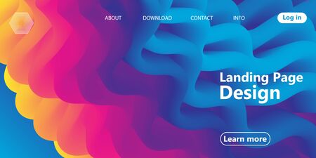 Landing page. Fluid shape. Liquid background. Trendy abstract cover. Futuristic design poster. Fluid flow. Colorful gradient. Vector.のイラスト素材