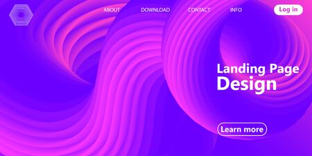 Landing page. Purple background. Fluid shape. Abstract flow. Trendy poster. Colorful futuristic gradient. Geometric background. 3d fluid banner.のイラスト素材