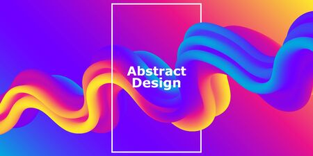 Fluid shape. Abstract flow. Trendy poster. Colorful futuristic gradient. Geometric background. 3d fluid banner.のイラスト素材