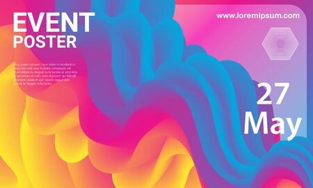 Event poster. Party background. Fluid flow. Futuristic composition. Liquid shapes. Abstract cover design. Vector illustration.のイラスト素材