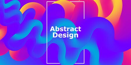 Fluid shape. Abstract flow. Trendy poster. Colorful futuristic gradient. Geometric background. 3d fluid banner.のイラスト素材