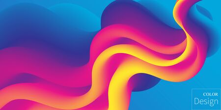 3d Wave. Fluid Colors. Liquid Shape. Ink Splash. Colorful Cloud. Flow Wave. Modern Poster. Color Background. Vector.のイラスト素材