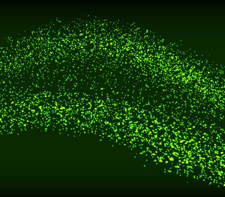 Dynamic particles. Digital flow. Smoke wave. Technology banner. Glowing dots. Vector Illustration.のイラスト素材
