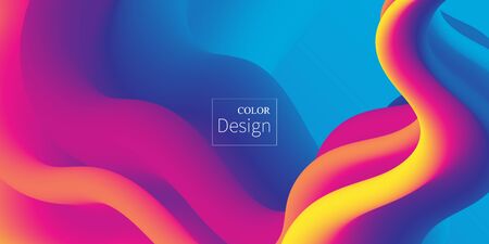 3d Wave. Fluid Colors. Liquid Shape. Ink Splash. Colorful Cloud. Flow Wave. Modern Poster. Color Background. Vector.のイラスト素材