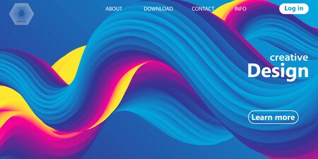 3d Wave. Rainbow Background. Fluid Shapes. Wave Pattern. Summer Poster. Colorful Gradient. Flow Shape. Abstract Cover. Rainbow Color. Vector Illustration. Fluid Flow.のイラスト素材