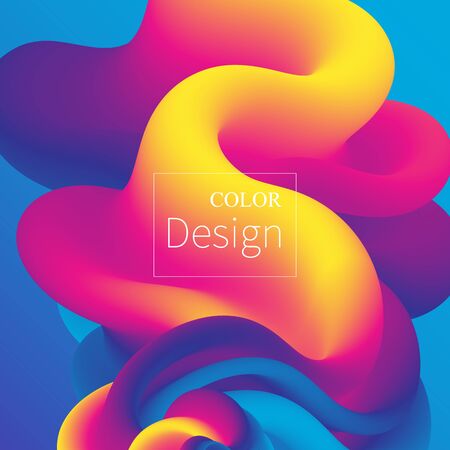 3d Poster. Fluid Colors. Liquid Shape. Ink Splash. Colorful Cloud. Flow Wave. Modern Poster. Color Background. Vector.のイラスト素材