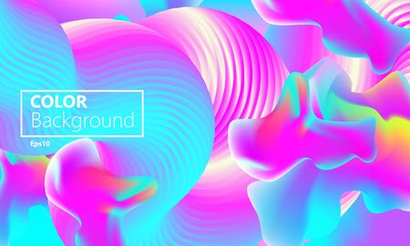 Abstract Vector. Fluid shapes composition. Wavy abstract cover design. Creative colorful wallpaper. Trendy gradient poster. Vector illustration.のイラスト素材