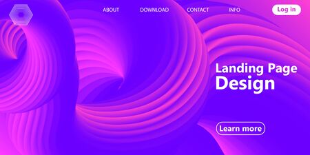 Landing page. Purple background. Fluid shape. Abstract flow. Trendy poster. Colorful futuristic gradient. Geometric background. 3d fluid banner.のイラスト素材