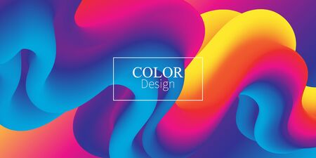 Fluid Colors. Liquid Shape. Ink Splash. Colorful Cloud. Flow Wave. Modern Poster. Color Background. Vector.のイラスト素材