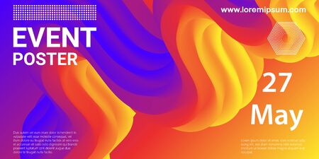 Liquid color shape. Conference design template. Fluid background. Trendy abstract cover. Futuristic design poster. Colorful gradient. Vector.のイラスト素材
