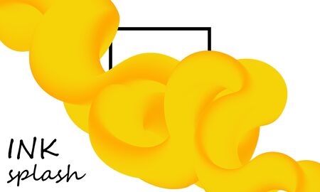 Ink Splash. Liquid Color. Yellow Paint Colors. Fluid Shape. Abstract Flow. Vibrant Color. Trendy Poster. Colorful Gradient. Ink In Water. 3d Flow Wave. Fluid Colors. Liquid Shape. Vector Illustration.のイラスト素材