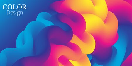 Ink splash. Fluid shape. Abstract flow. Trendy poster. Colorful futuristic gradient. Geometric background. 3d fluid banner.のイラスト素材