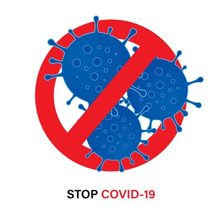 Sign Stop Virus. Vector Illustration. Stop Covid-19 Sign. Coronavirus 2019-nCoV. Epidemic Virus Respiratory Syndrome. Pandemic Stop Sign.のイラスト素材