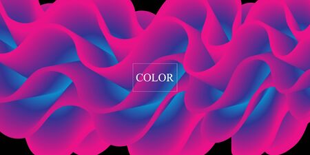 Fluid shape. Abstract flow. Trendy poster. Colorful futuristic gradient. Geometric background. 3d fluid banner.のイラスト素材