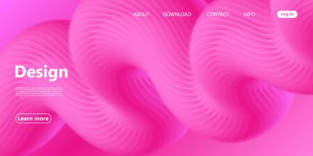 3d Pink Background. Landing Page. Fluid Shape. Abstract Flow. Trendy Poster. Colorful Futuristic Gradient. Geometric Background. 3d Fluid Banner.のイラスト素材