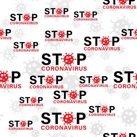 Stop Virus. Bacteria Seamless Pattern. Flat Vector Illustration. Coronavirus 2019-nCoV. Seamless Coronavirus Background. Epidemic Virus Respiratory Syndrome.のイラスト素材