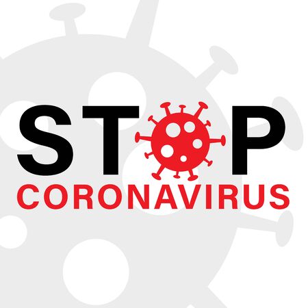 Stop Virus. Flat Vector Illustration. Stop Covid-19 Sign. Coronavirus 2019-nCoV Background. Epidemic Virus Respiratory Syndrome.のイラスト素材