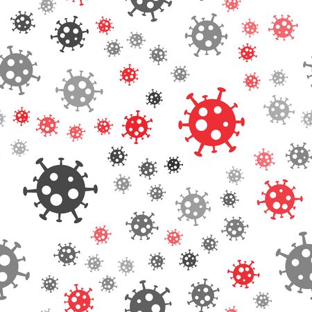 Virus Background. Bacteria Seamless Pattern. Flat Vector Illustration. Coronavirus 2019-nCoV. Seamless Coronavirus Background. Epidemic Virus Respiratory Syndrome.のイラスト素材