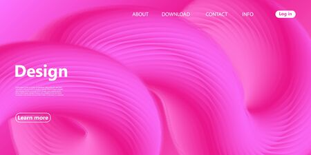 Pink Background. Landing Page. Fluid Shape. Abstract Flow. Trendy Poster. Colorful Futuristic Gradient. Geometric Background. 3d Fluid Banner.のイラスト素材