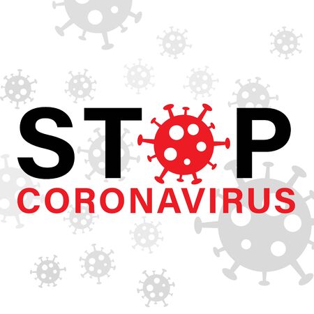 Stop Virus. Flat Vector Illustration. Stop Covid-19 Sign. Coronavirus 2019-nCoV Background. Epidemic Virus Respiratory Syndrome.のイラスト素材