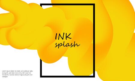 Ink Splash. Liquid Color. Yellow Paint Colors. Fluid Shape. Abstract Flow. Vibrant Color. Trendy Poster. Colorful Gradient. Ink In Water. 3d Flow Wave. Fluid Colors. Liquid Shape. Vector Illustration.のイラスト素材