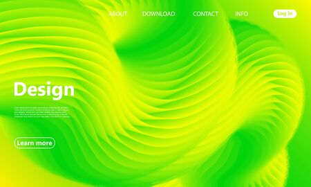 Green Background. Website Landing Page. 3d Fluid Poster. Gradient Abstract Banner. Vibrant Color. Fluid Green. Abstract Background. Green Yellow Colors. 3d Flow Wave. Vector.のイラスト素材