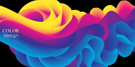 Fluid Flow. Ink Splash. Liquid Color. Fluid Shape. Ink In Water Isolated. Abstract Flow. Vibrant Color. Trendy Poster. Colorful Gradient. Ink In Water. 3d Wave. Fluid Colors. Liquid Shape. Flow Wave.のイラスト素材