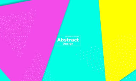Summer Abstract Background. Yellow, Pink, Mint Colors. Abstract Background Colorful. Cover Layout Template. Summer 3d Illustration. Vector. Geometric Abstract Colorful Background.のイラスト素材