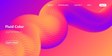 Vibrant Color. Fluid Shape. Abstract Flow. Vibrant Gradient. Trendy Poster. Colorful Futuristic Gradient. Geometric Background. 3d Fluid Banner.のイラスト素材
