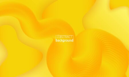 Yellow 3d Wave. Abstract Flow. Liquid Shape. 3d Fluid Poster. Yellow Minimal. Vibrant Color. Fluid Colors. Flow Wave. Yellow Background. Vector.のイラスト素材