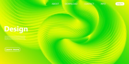 Green Background. Website Landing Page. 3d Fluid Poster. Gradient Abstract Banner. Vibrant Color. Fluid Green. Abstract Background. Green Yellow Colors. 3d Flow Wave. Vector.のイラスト素材