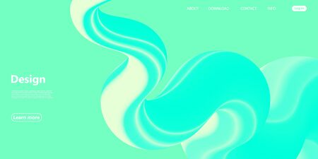 Green Background. Website Landing Page. 3d Fluid Poster. Gradient Abstract Banner. Vibrant Color. Fluid Green. Abstract Background. Green Yellow Colors. 3d Flow Wave. Vector.のイラスト素材
