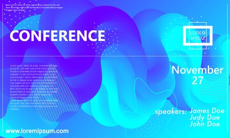 Liquid color shape. Conference design template. Fluid background. Trendy abstract cover. Futuristic design poster. Colorful gradient. Vector.のイラスト素材