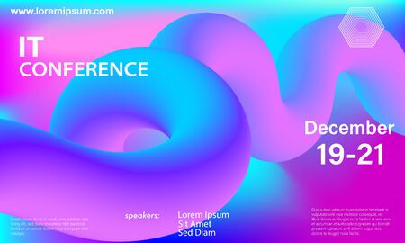 Liquid color shape. Conference design template. Fluid background. Trendy abstract cover. Futuristic design poster. Colorful gradient. Vector.のイラスト素材