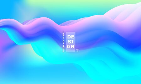 Vibrant Design. Liquid Color. Fluid Background. Colorful Futuristic Poster. Abstract Flow. Vibrant Color. Trendy Poster. Colorful Gradient. Ink Liquid. 3d Wave. Fluid Colors. Flow Wave.のイラスト素材