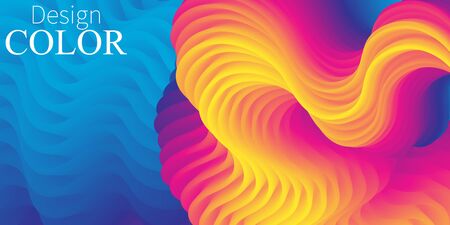Vibrant Color. Fluid Shape. Liquid Background. Trendy Abstract Cover. 3d Flow. Futuristic Design Poster. Liquid Wave. Fluid Flow. Color Gradient. Vector.のイラスト素材