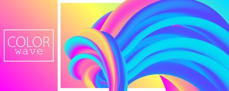 3d Waves. Summer Background. Fluid Flow. Abstract Color Background. Electronic Sound. Fluid Abstract. Liquid Wave. 3d Color. Summer Design. Music Poster. Waves 3d Design. Vector.のイラスト素材