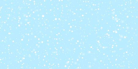 Blue Snow Background. Winter Sky. White Snowflakes. Light Blue Space Background. New Year. Winter Snowfall. Falling Snow.のイラスト素材