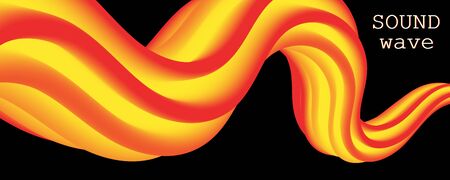 Red Design. 3d Poster. Abstract Flow. Red, Orange, Yellow Colors. Bright Gradient. Fluid Background. Liquid Yellow Color. 3d Wave. Fluid Design. Flow Wave.のイラスト素材