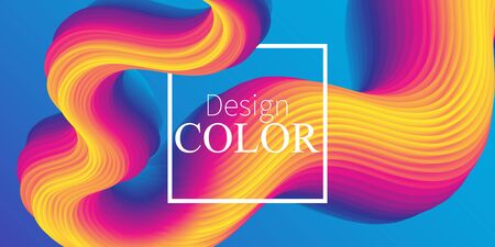 Fluid Abstract. Vibrant Background. Fluid 3d. Wave Summer Poster. Color Gradient. Flow Wave. Abstract Design. Color Fluid. Summer Colors. Vector Illustration.のイラスト素材