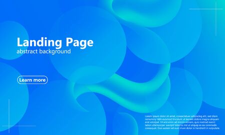 Fluid Flow. Landing Page. Blue Wave. Trendy Abstract Cover. Futuristic Design Poster. Blue Fluid Background. Vector Illustration.のイラスト素材