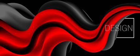 Red Gradient. Ink Liquid. 3d Wave. Fluid Color. Flow Wave. Luxury Background. Vibrant Design. Liquid Color. Dark Red Background. Fluid Poster. Abstract Flow. Vibrant Color.のイラスト素材