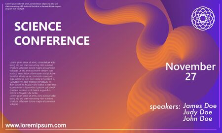 Business Conference. Invitation Design Template. Fluid 3d Geometric Shapes. Flyer Layout. Minimal Abstract Cover Design. Geometric Background. Colorful Wallpaper. Conference Poster. Vector Illustration.のイラスト素材
