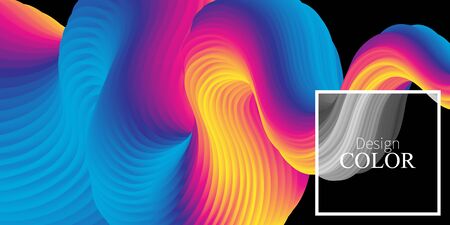Fluid Abstract. Vibrant Background. Fluid 3d. Wave Summer Poster. Color Gradient. Flow Wave. Abstract Design. Color Fluid. Summer Colors. Vector Illustration.のイラスト素材
