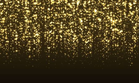 Sparkle Background. Gold Glitter Confetti. Abstract Particles. Sparkling Gold. Vector Illustration. Color Glitter On Black Background. Gold Texture.のイラスト素材